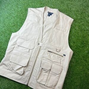 5.11 Tactical Series Vest Mens XL Beige Canvas Utility Pocket Hunting Fishing